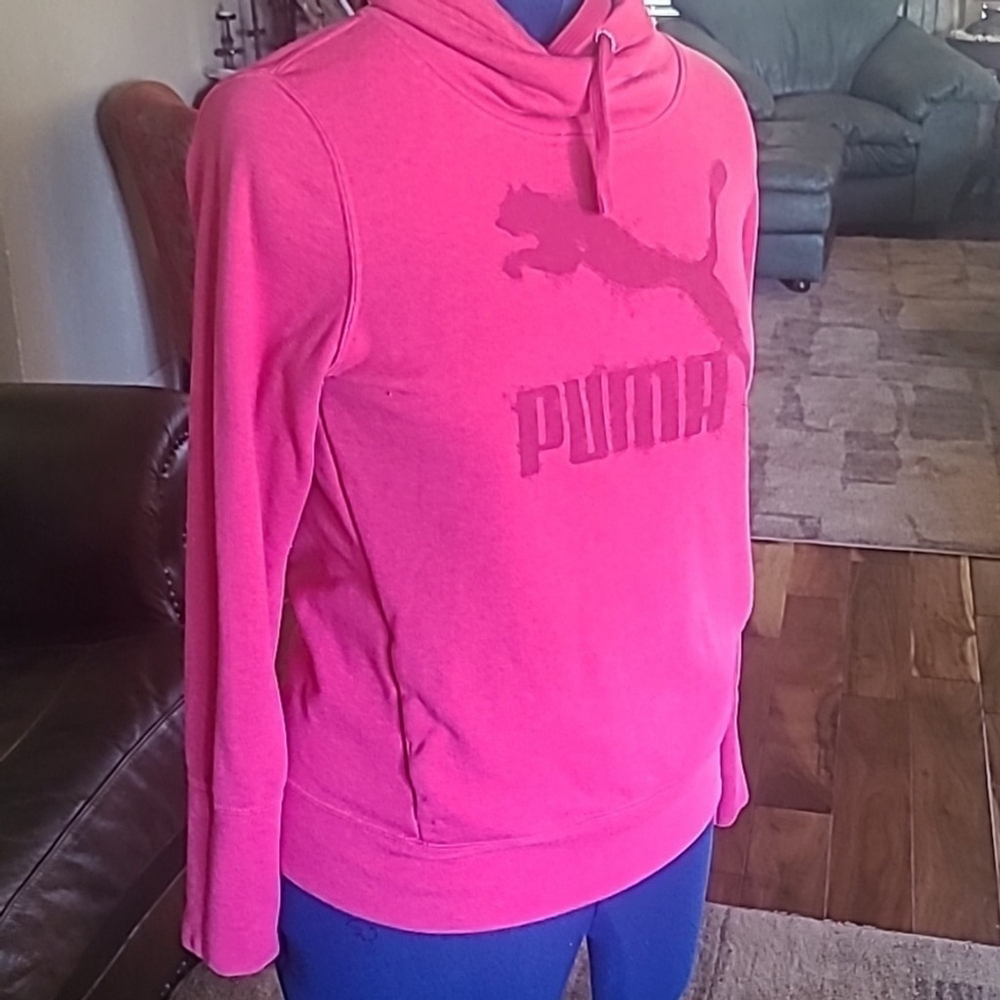 Puma women's pullover mock turtleneck with kangaroo pocket(#1407)